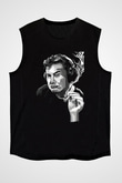 Elon Musk Baskılı Unisex Siyah Kolsuz Tişört - Tshirt