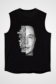 Elon Musk Baskılı Unisex Siyah Kolsuz Tişört - Tshirt
