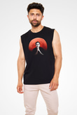 Elon Musk Baskılı Unisex Siyah Kolsuz Tişört - Tshirt