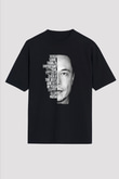 Elon Musk Baskılı Unisex Siyah Oversize Tişört - Tshirt