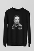 Elon Musk Baskılı Unisex Siyah Sweatshirt
