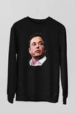 Elon Musk Baskılı Unisex Siyah Sweatshirt