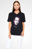 Elon Musk Baskılı Unisex Siyah V Yaka Tişört - Tshirt