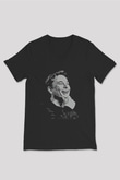 Elon Musk Baskılı Unisex Siyah V Yaka Tişört - Tshirt
