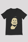 Elon Musk Baskılı Unisex Siyah V Yaka Tişört - Tshirt