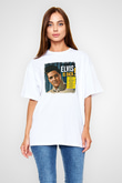 Elvis Presley Baskılı Unisex Beyaz Oversize Tişört