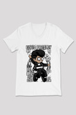 Elvis Presley Baskılı Unisex Beyaz V Yaka Tişört