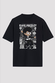 Elvis Presley Baskılı Unisex Siyah Oversize Tişört