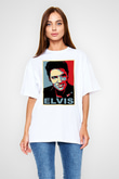 Elvis Presley Beyaz Unisex Oversize Tişört T-Shirt