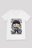 Eminem 8 Mile Baskılı Unisex Beyaz V Yaka Tişört