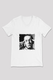 Eminem Baskılı Beyaz V Yaka Unisex Tişört