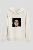 Eminem Baskılı Unisex Beyaz Kapüşonlu Sweatshirt