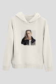 Eminem Baskılı Unisex Beyaz Kapüşonlu Sweatshirt