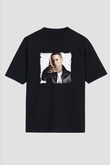 Eminem Baskılı Unisex Oversize Siyah Tişört