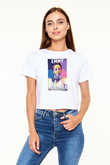 Emmy Noether Baskılı Kadın Crop Top Beyaz Tişört
