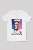 Emmy Noether Baskılı Unisex V Yaka Beyaz Tişört - Tshirt