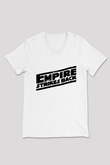 Empire Strikes Back Beyaz Unisex V Yaka Tişört