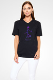 Endorfin Molekülü Baskılı Unisex V Yaka Siyah Tİşört - Tshirt
