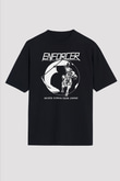 Enforcer Baskılı Unisex Siyah Oversize Tişört - Tshirt