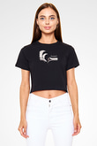 Enslaved Baskılı Unisex Siyah Crop Top Tişört