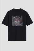 Enslaved Baskılı Unisex Siyah Oversize Tişört
