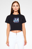 Enter Shikari Baskılı Unisex Siyah Crop Top Tişört