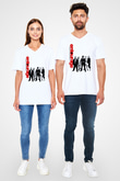 Entourage Beyaz Unisex V Yaka Tişört