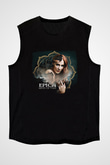 Epica Baskılı Unisex Siyah Kolsuz Tişört