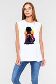 Eren Jaeger Baskılı Beyaz Unisex Kolsuz Tişört - Tshirt