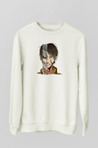 Eren Jaeger Baskılı Beyaz Unisex Sweatshirt