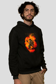 Eren Jaeger Baskılı Unisex Siyah Hoodie