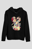 Eren Jaeger Baskılı Unisex Siyah Hoodie