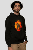 Eren Jaeger Baskılı Unisex Siyah Hoodie
