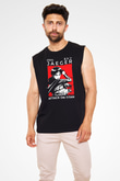 Eren Jaeger Baskılı Unisex Siyah Kolsuz Tişört - Tshirt