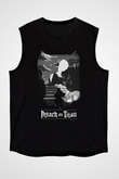 Eren Jaeger Baskılı Unisex Siyah Kolsuz Tişört - Tshirt