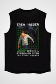 Eren Jaeger Baskılı Unisex Siyah Kolsuz Tişört - Tshirt