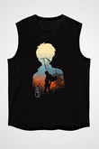 Eren Jaeger Baskılı Unisex Siyah Kolsuz Tişört - Tshirt