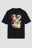 Eren Jaeger Baskılı Unisex Siyah Oversize Tişört - Tshirt