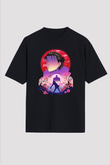 Eren Jaeger Baskılı Unisex Siyah Oversize Tişört - Tshirt