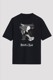 Eren Jaeger Baskılı Unisex Siyah Oversize Tişört - Tshirt