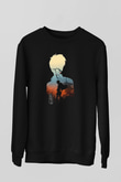 Eren Jaeger Baskılı Unisex Siyah Sweatshirt