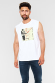 Eric Clapton Baskılı Unisex Beyaz Kolsuz Tişört
