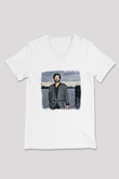 Eric Clapton Baskılı Unisex Beyaz V Yaka Tişört