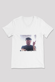 Eric Prydz Baskılı Beyaz V Yaka Unisex Tişört