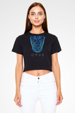 Eric Prydz Baskılı Crop Top Siyah Kadın Tişört