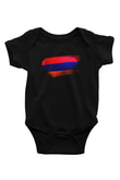 Ermenistan - Armenia Bayrağı Baskılı Unisex Siyah Bebek Body - Zıbın