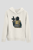 Escape From Tarkov Baskılı Beyaz Unisex Kapüşonlu Sweatshirt