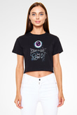 Escape the fate Baskılı Siyah Crop Top Kadın Tişört - Tshirt