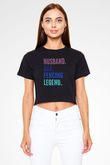 Eskrim - Fencing Baskılı Crop Top Siyah Kadın Tişört - Tshirt