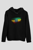 Etiyopya - Ethiopia Bayrağı Baskılı Unisex Siyah Hoodie